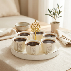 Coffee Cup Set 6 Pcs With Tray